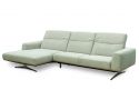 3 Seater Leather/Fabric Sofa with Chaise and Adjustable Headrest - Astro